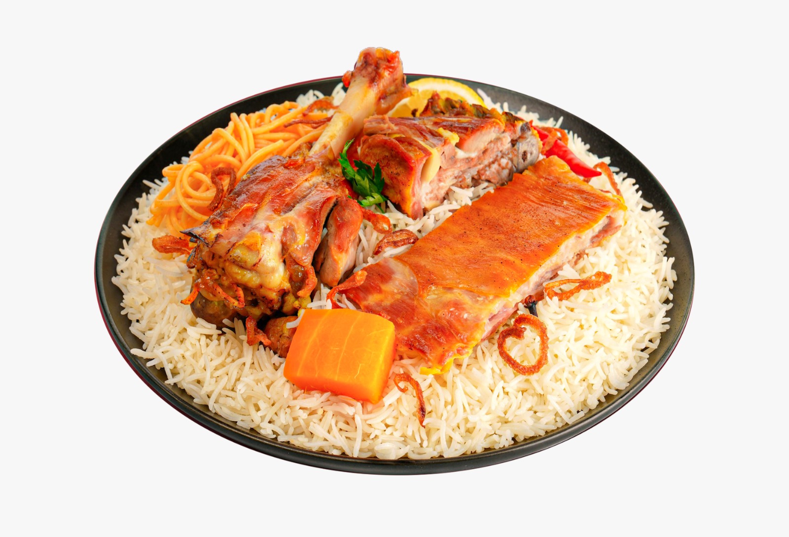 نفر لحم مندي رز شعبي مثلوثة